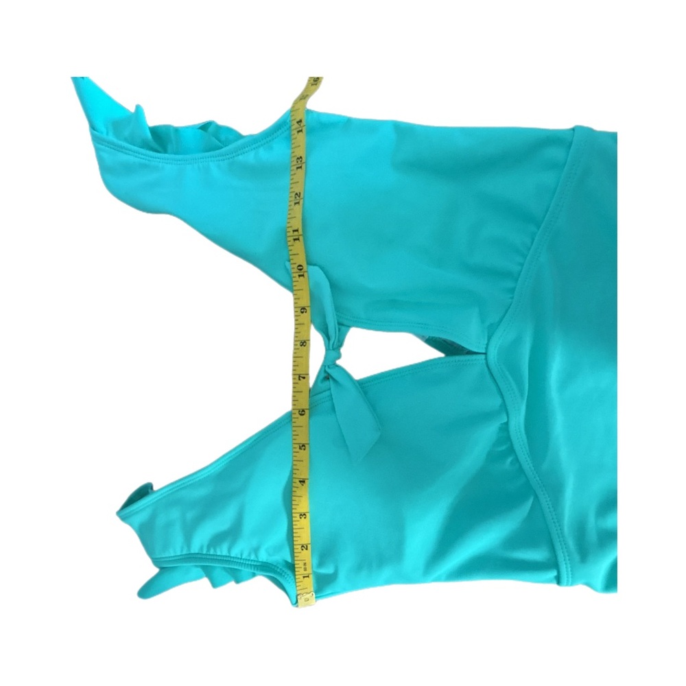 Marina West One Piece Ruffle Low V-Neck with Tie V-Back Swimsuit Size M - Picture 4 of 6